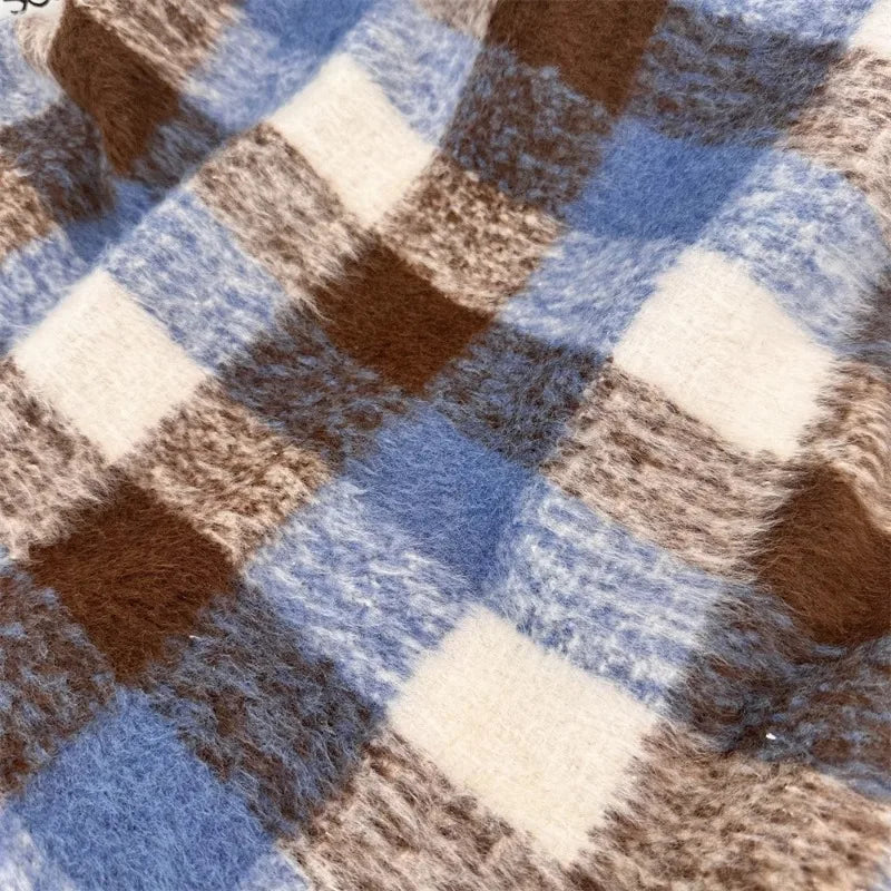 VILZSTUDIOS Plaid Long Woolen Scarf