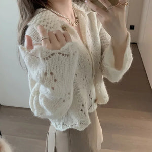 VILZSTUDIOS Elegant Lapel Polo Cardigan