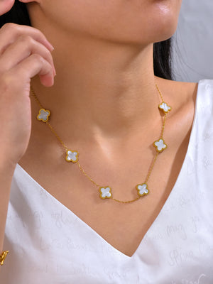 VILZSTUDIOS Elegant Stainless Steel Four-Leaf Clover Necklace