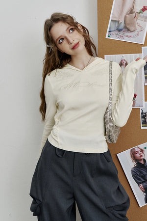VILZSTUDIOS White Lace Embroidered Long Sleeve Hoodie