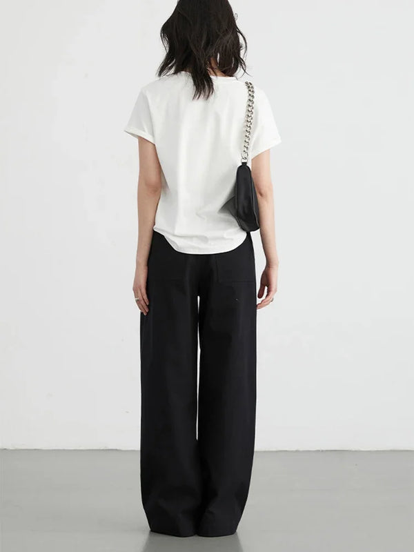 Solid High Waisted Wide Leg Pants