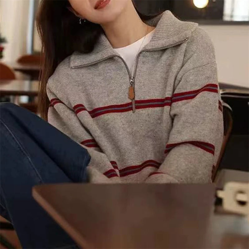 VILZSTUDIOS Casual Wool Striped Sweater