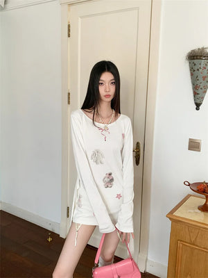 VILZSTUDIOS Kawaii Loose Round Neck Long Sleeve Top