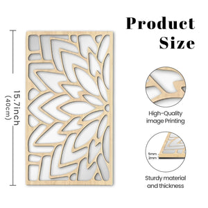 VILZSTUDIOS 3Pcs 2D 16in Wooden Acrylic Double-Layer Wall Mirror Hollow Leaf Design Refined Lifestyle Artistic Home Decorative Mirror