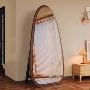 VILZSTUDIOS Bedroom Wooden Mirror Circular Standing Oval Big Decoration Full Body Modern Mirror Living Room Floor Espelhos Home Decorations