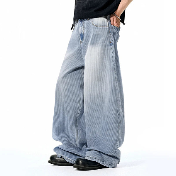 Weite Jeans aus Bambusstrick mit abgerundetem Saum