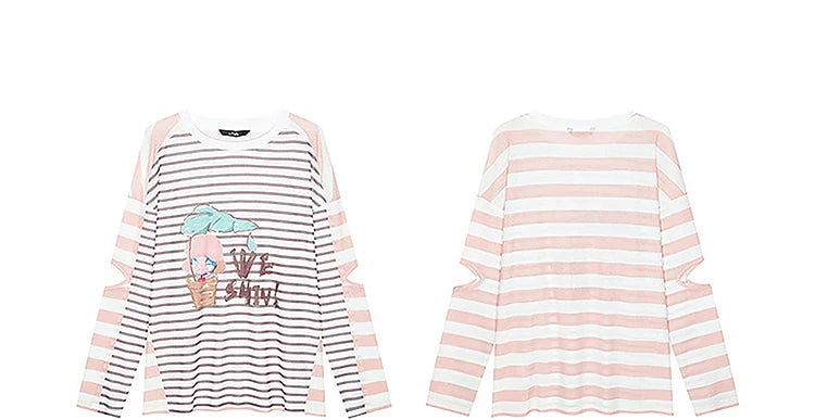 VILZSTUDIOS Vibrant Striped Printed Long Sleeve Top