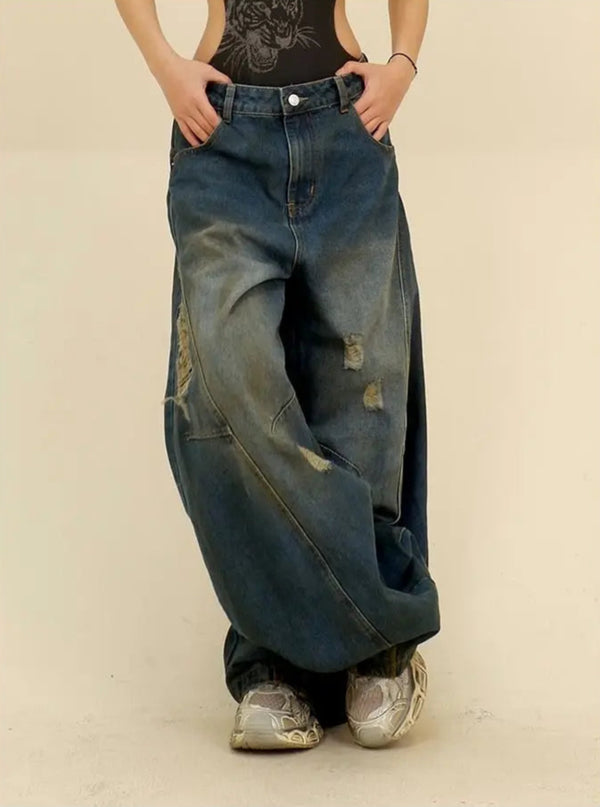Trendy Loose Retro Wide Leg Jeans