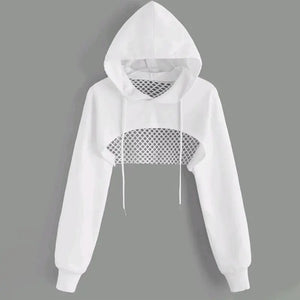 VILZSTUDIOS Sexy Mesh Back Cropped Hoodie