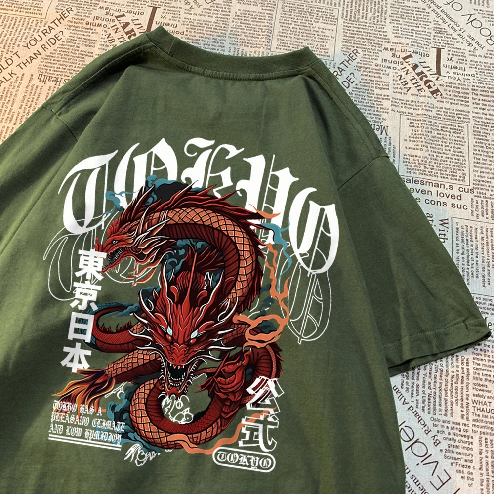 VILZSTUDIOS Vintage Dragon Cotton T-Shirt