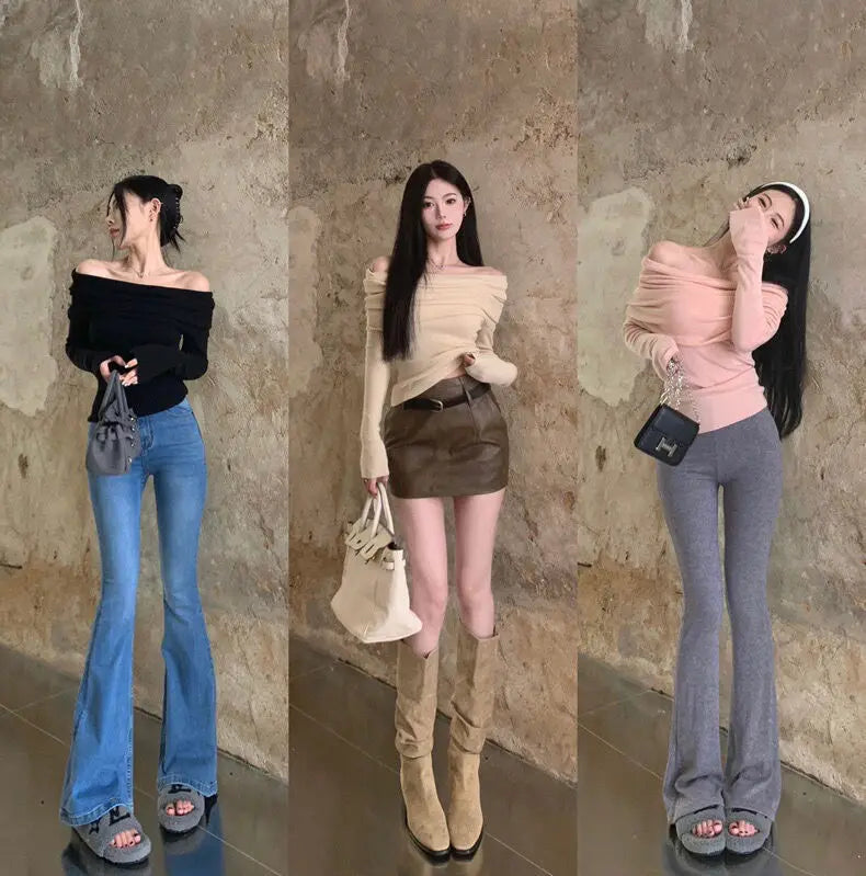 VILZSTUDIOS Off Shoulder Knitwear Sweater
