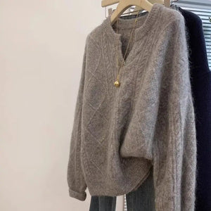 VILZSTUDIOS Cozy Loose Fit V-Neck Sweater