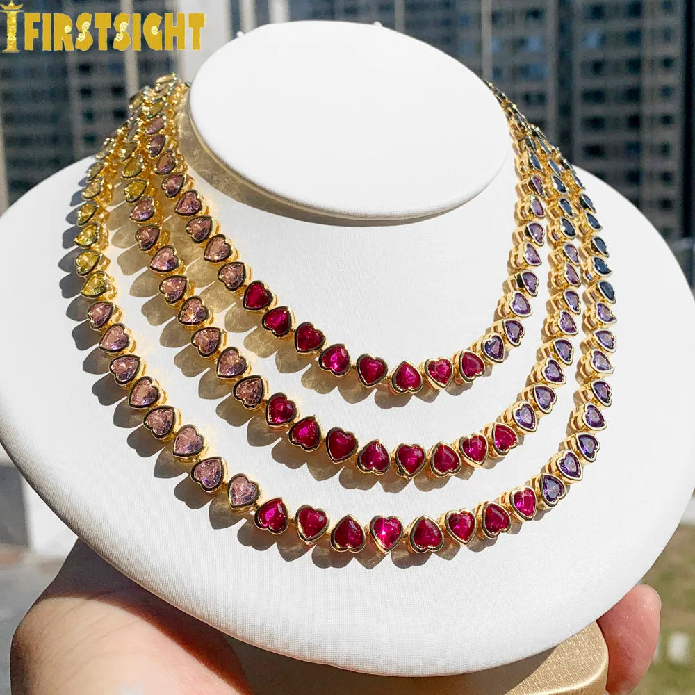 VILZSTUDIOS Heart Tennis Chain Necklace