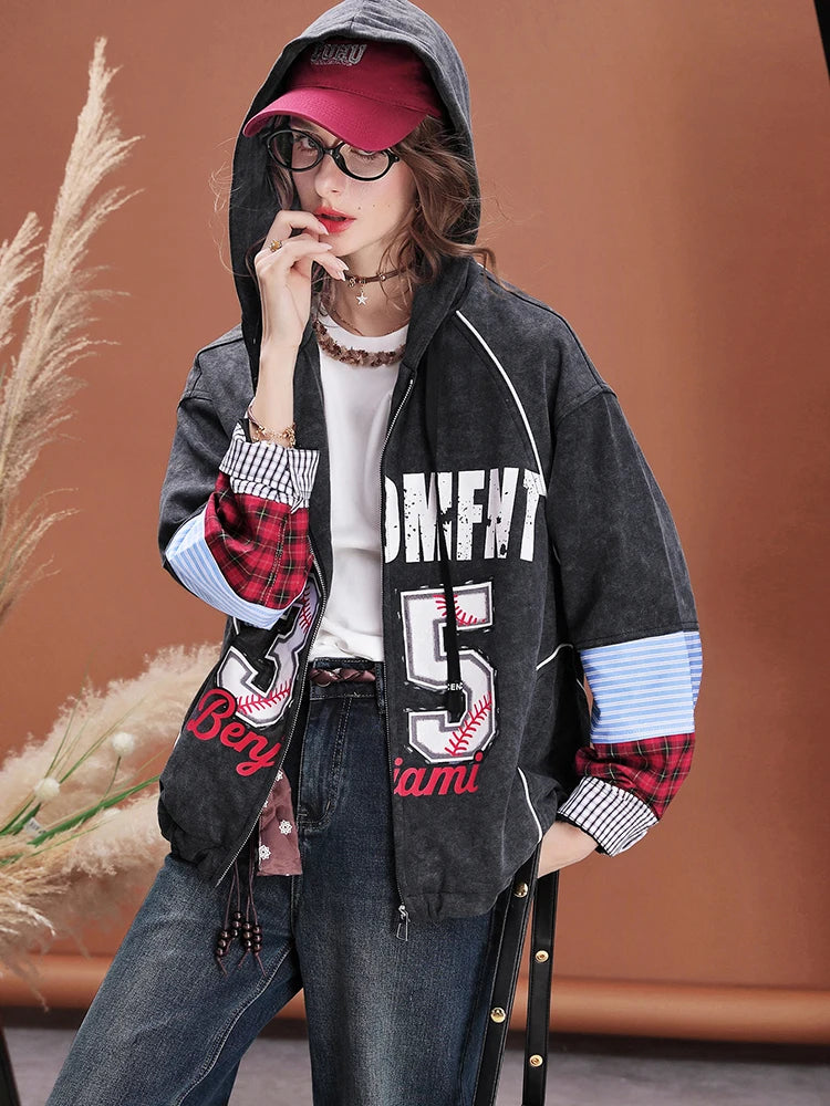 VILZSTUDIOS Vintage Patchwork Loose Fit Hoodie