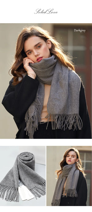VILZSTUDIOS Winter Scarf Women  Wool Scarves Adult Scarves for ladies 100% Wool scarft women Fashion Cashmere Poncho Wrap