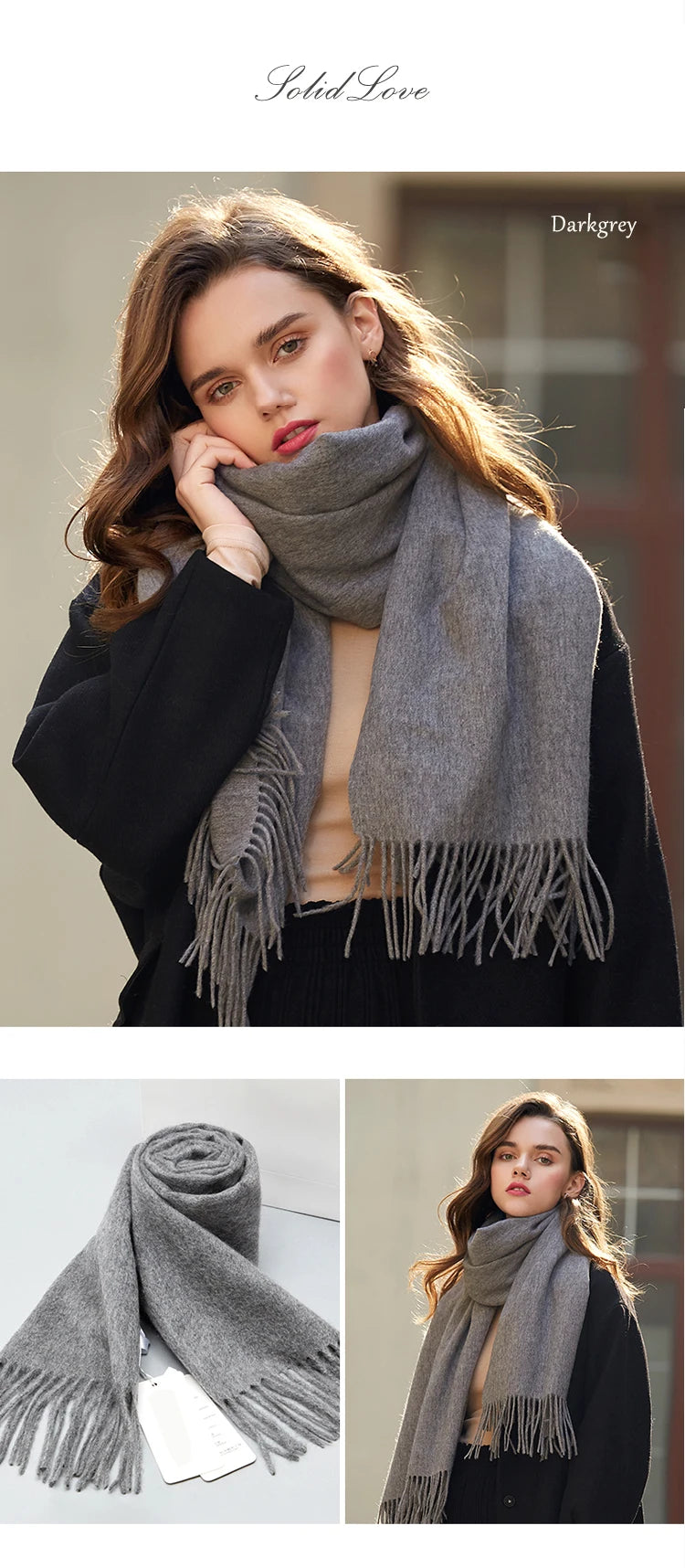 VILZSTUDIOS Winter Scarf Women  Wool Scarves Adult Scarves for ladies 100% Wool scarft women Fashion Cashmere Poncho Wrap