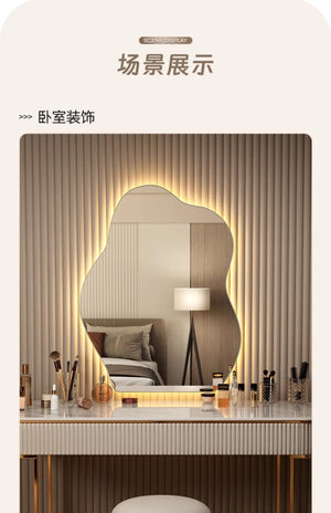 VILZSTUDIOS Wavy Wall Mirror Living Room Decoration Modern Art Vanity Aesthetic Large Size Mirror Fashion Espelhos Lounge Suite Furniture