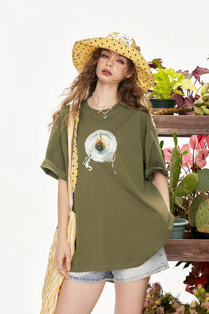 VILZSTUDIOS Sweet Printed Casual Short Sleeve T-Shirt