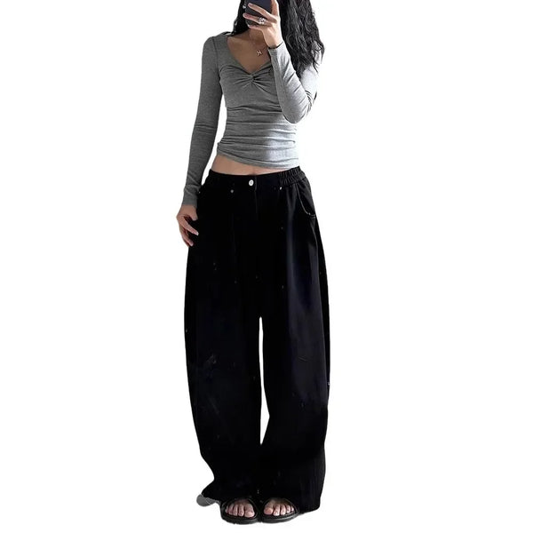 Vintage Grey Oversized Women's Pants