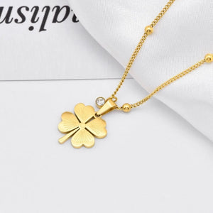 VILZSTUDIOS Stainless Steel Trendy Hollow Four Leaf Flower Necklace