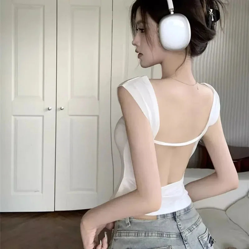 VILZSTUDIOS Stylish Sexy Backless Slim Fit T-Shirt