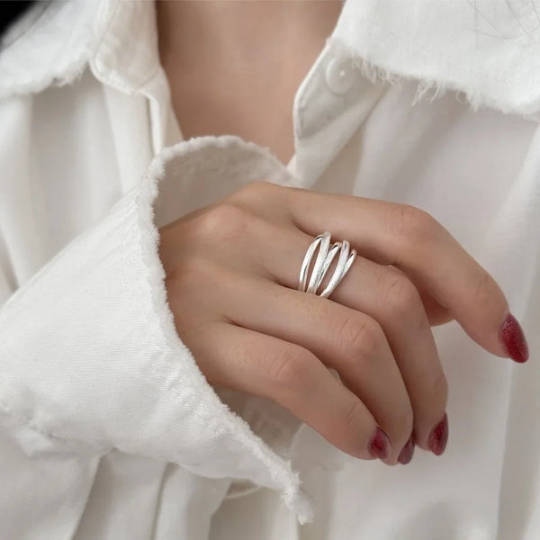 Punk Geometric Stackable Matte Ring