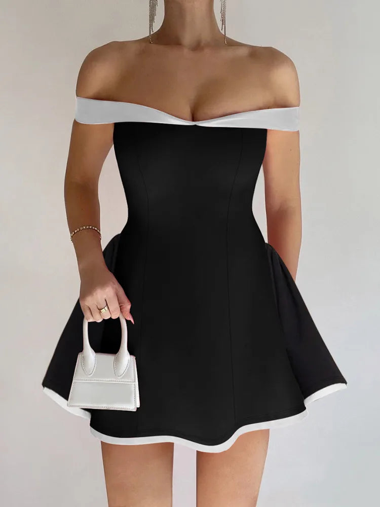 VILZSTUDIOS Sultry Strapless Patchwork A-Line Mini Dress