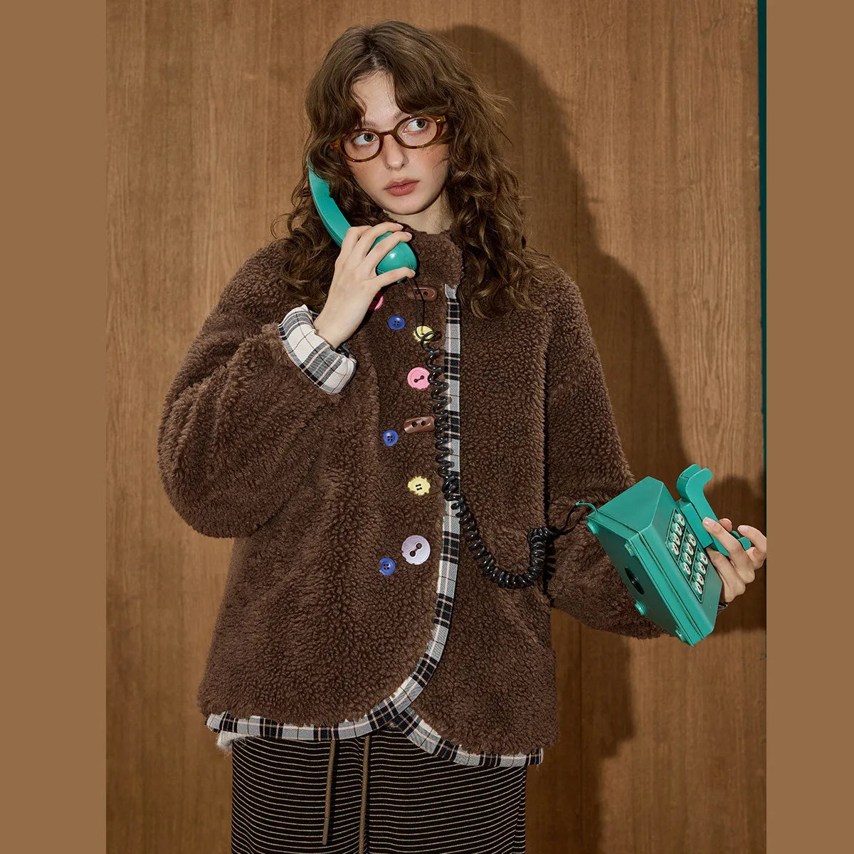VILZSTUDIOS Warm Oversized Plaid Fleece Jacket