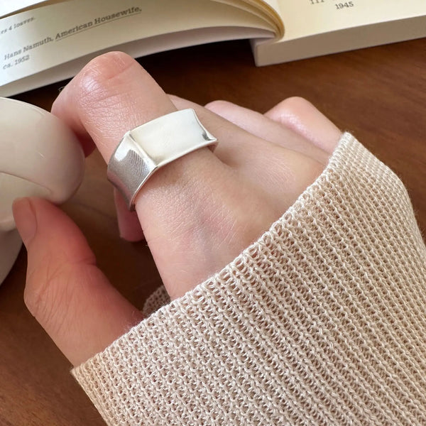 Square Wide Punk Sterling Silver Ring