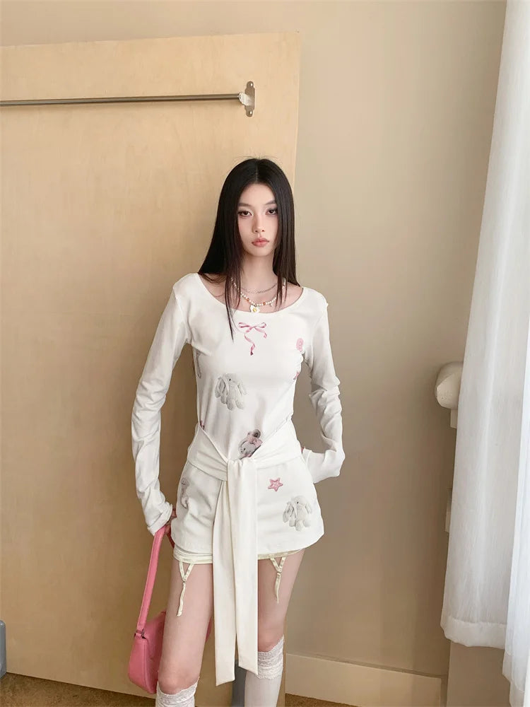 VILZSTUDIOS Kawaii Loose Round Neck Long Sleeve Top
