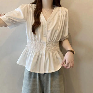 VILZSTUDIOS Oversized V-Neck Blouse