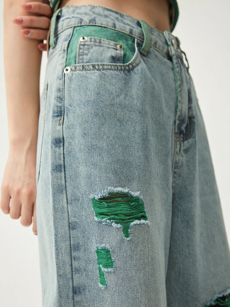 VILZSTUDIOS High Waist Wide Leg Ripped Jeans