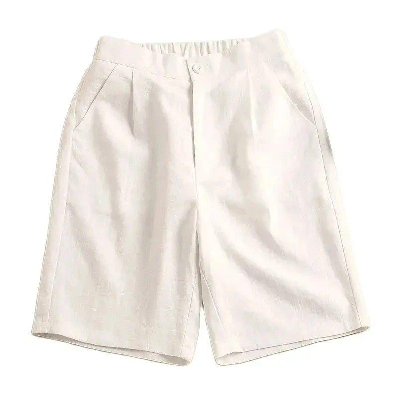 VILZSTUDIOS Comfy High Waist Linen Wide Shorts