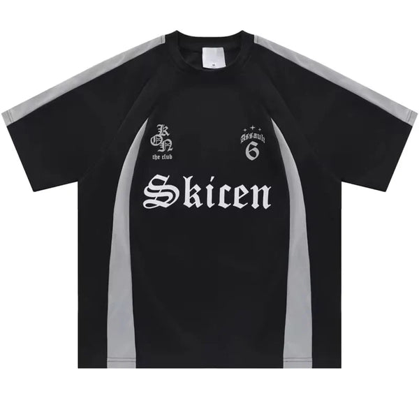 Retro Patchwork Hip Hop Letter T-Shirt