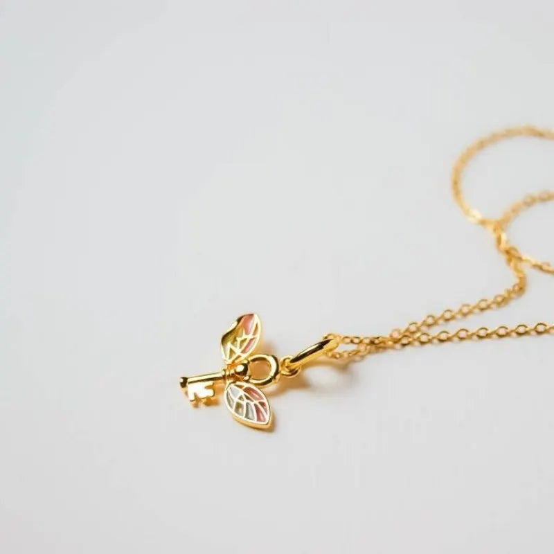 VILZSTUDIOS Colorful Golden Angel Wing Pendant Necklace