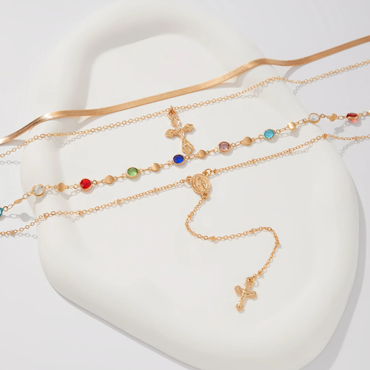 VILZSTUDIOS Charming Rhinestone Cross Necklace