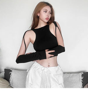 VILZSTUDIOS Hollow Out Slim Crop Top