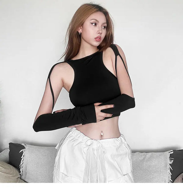 Hollow Out Slim Crop Top