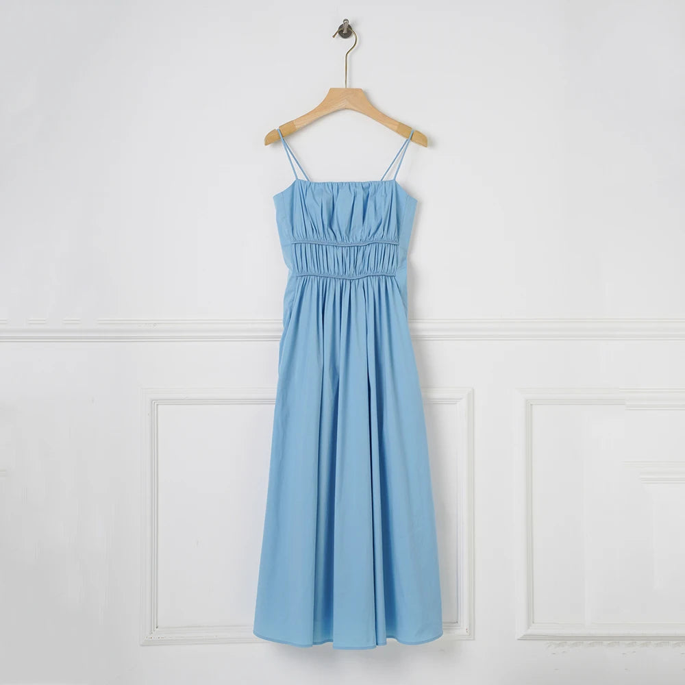 VILZSTUDIOS Elegant Slim Pleated Halter Dress