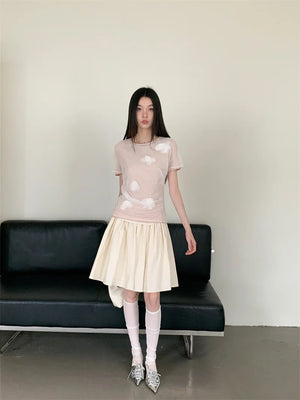 VILZSTUDIOS Pink Mesh Layered T-Shirt