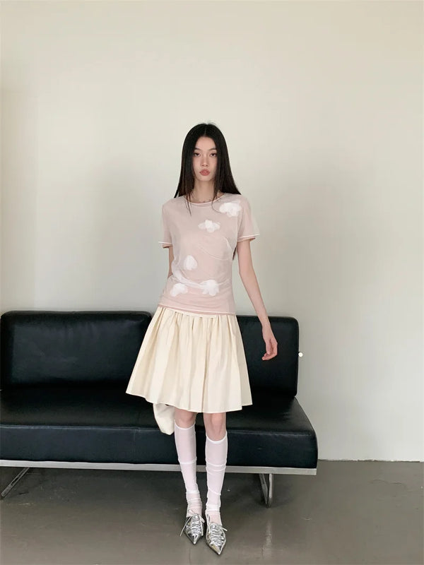 Pink Mesh Layered T-Shirt