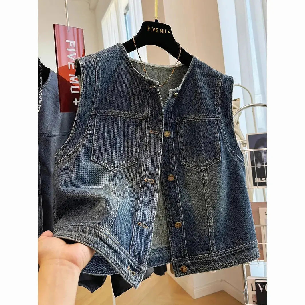 VILZSTUDIOS Vintage Sleeveless Denim Vest