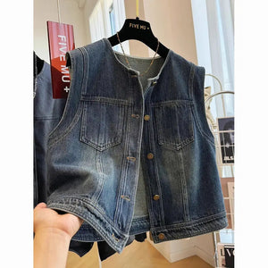 VILZSTUDIOS Vintage Sleeveless Denim Vest