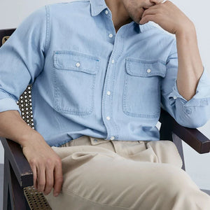 VILZSTUDIOS Front Pockets Long-Sleeve Denim Shirt