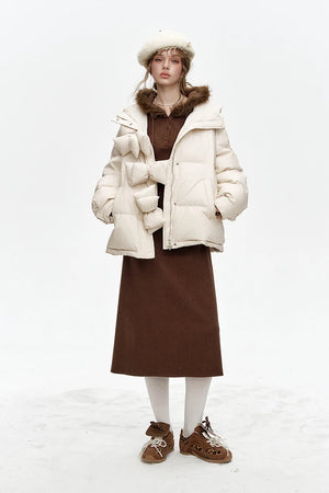 VILZSTUDIOS Stylish Bow Button Hooded Jacket