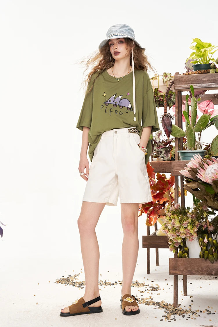 VILZSTUDIOS Comfy Casual Loose Cotton T-Shirt