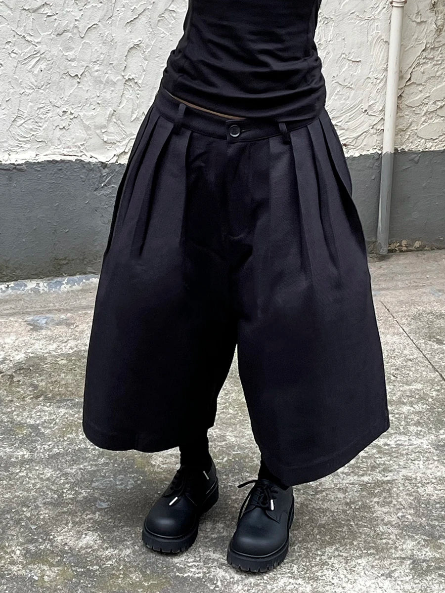 VILZSTUDIOS Black Baggy Pleated Front High Pants