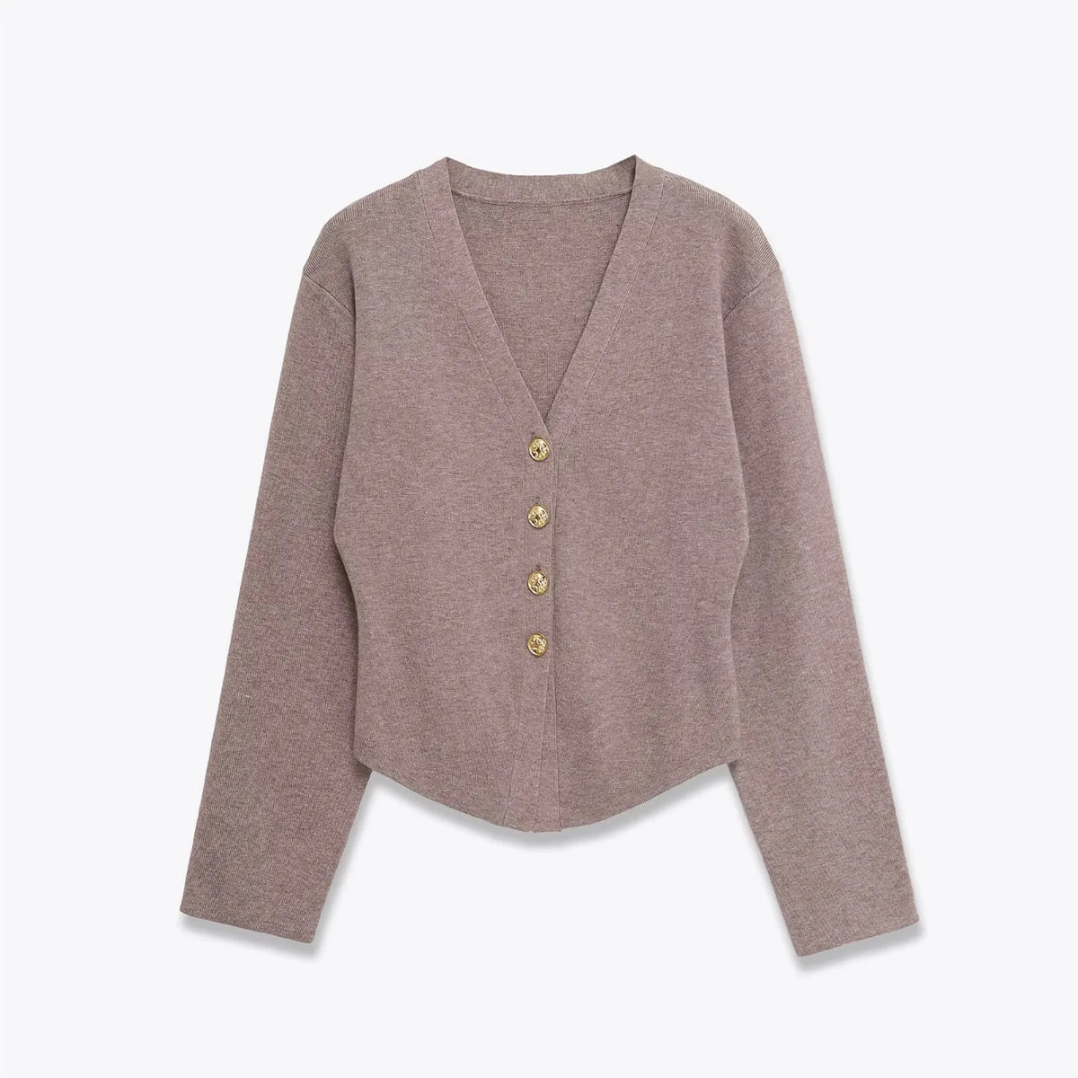 VILZSTUDIOS Elegant Solid V-Neck Knitted Cardigan