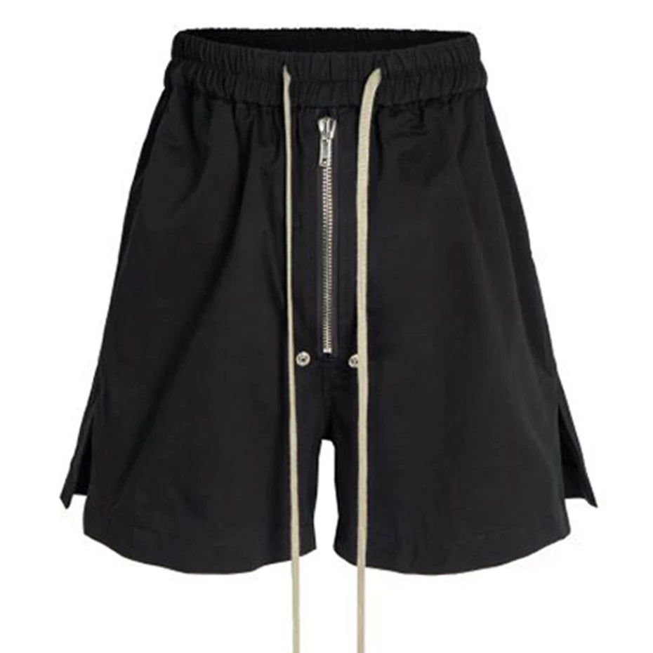 VILZSTUDIOS Black Loose Casual Front Zipper Shorts
