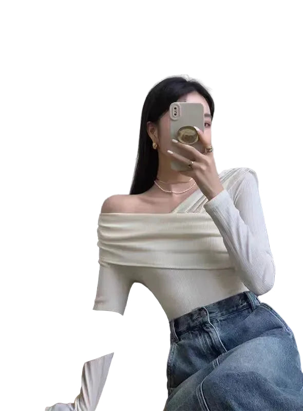 VILZSTUDIOS Chic One Shoulder Long Sleeve Top